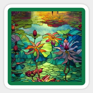 Stained Glass Lotus Lake Sticker